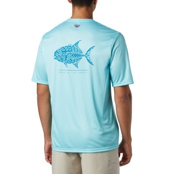 Columbia Muške Majice - PFG Terminal Tackle Tribal Fish Short Sleeve Plave | XETI-17285